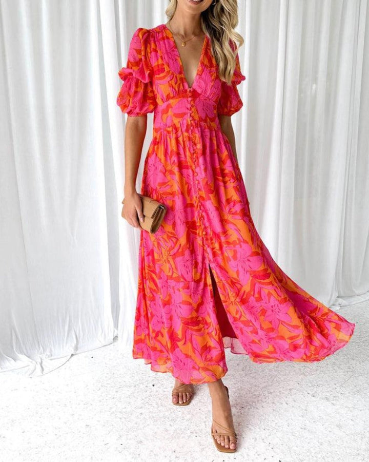 Serena | Flowy V-Neck Evening Dress